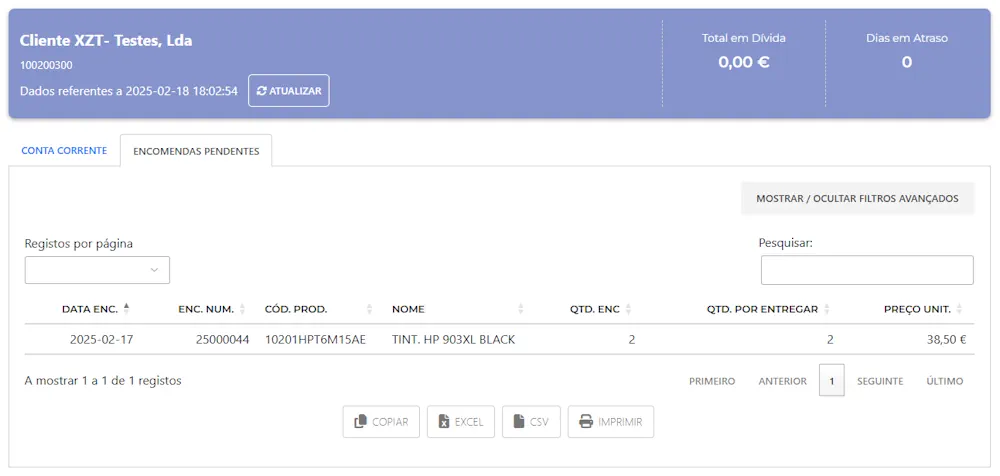 sincronizador artsoft - encomendas pendentes